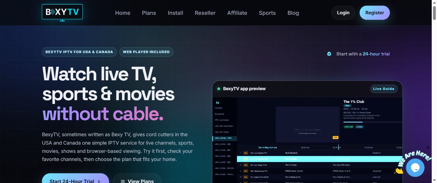 Live BexyTV official website screenshot