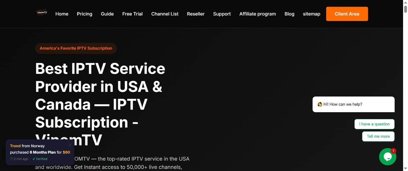 Live VinomTV official website screenshot